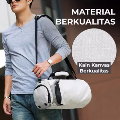 INOXTO Tas Jinjing Selempang Duffel Gym Fashion Travel Bag - 8036A - Gray — gambar 3