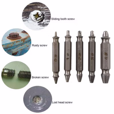 Taffware Set Mata Bor Extractor Broken Screw Remover 5 PCS - TL105 - Silver — gambar 3