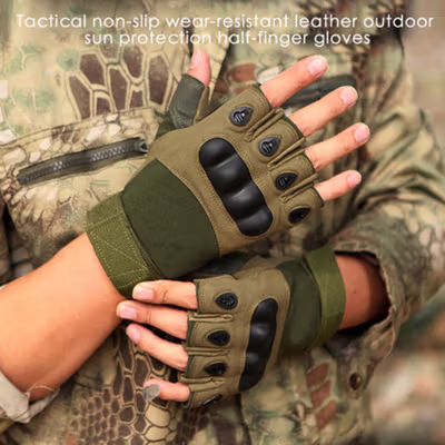 Black Eagle Sarung Tangan Tactical Gloves Fingerless Size L - A1 - Green — gambar 3