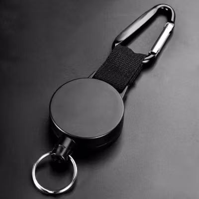 Taffware Gantungan Kunci Retractable Carabiner Steel Wire - SN40 - Black — gambar 3