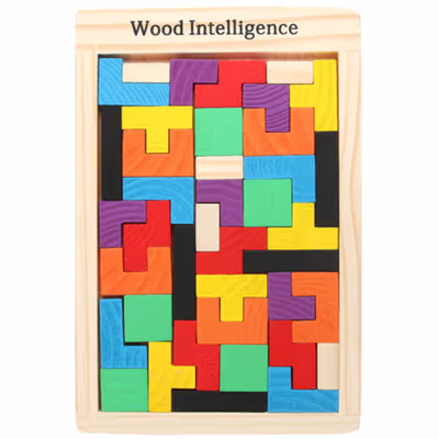 Mainan Puzzle Tangram Tetris Wooden Intelligence - WO01 - Multi-Color — gambar 3