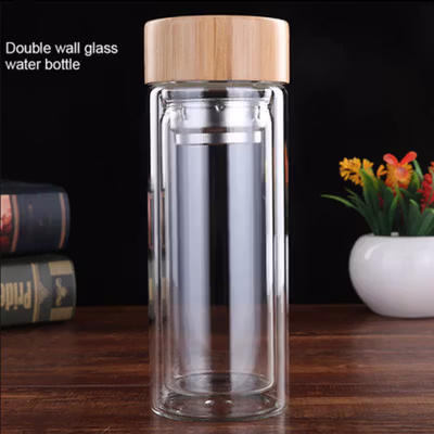 BORREY Botol Minum Kaca Tea Infuser Glass Bottle 330ml - BR-029 - Transparent — gambar 3