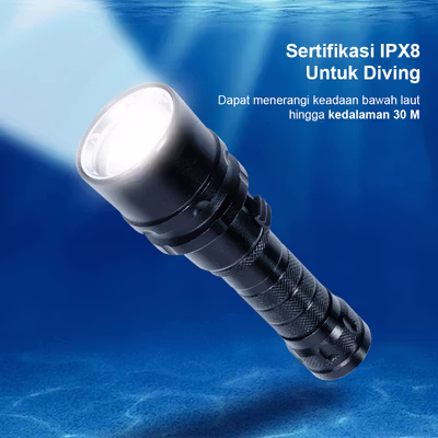 TaffLED Senter Selam Diving XM-L2 Waterproof 30M 1200 Lumens - G300 - Black — gambar 3