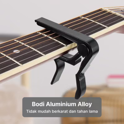 Capo Gitar Ukulele Aluminium Clamp Note Riser - M556 - Black — gambar 3