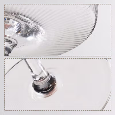 One Two Cups Gelas Kaca Aesthetic Pudding Es Krim Stripe Dessert Glass 220ml - L005 - Transparent — gambar 3