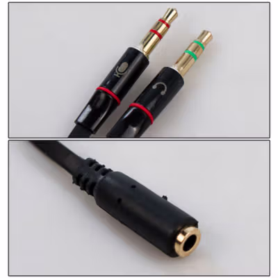 TaffSTUDIO Splitter Audio Jack Female ke Dual 3.5mm Male (Mic+Hear) - L43 - Black — gambar 3
