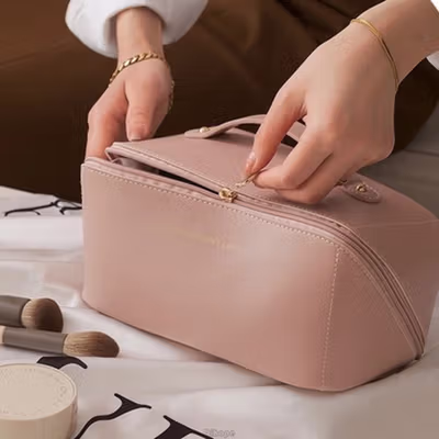 Dihope Tas Make Up Besar 6 Slot Portable Organizer Make Up Pouch - DH6 - Pink — gambar 3