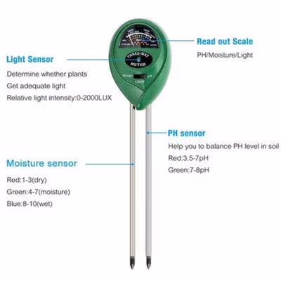 HEDAO Pengukur 3 in 1 Kelembapan Tanah Soil Moist PH Analyzer - TL00378 - Black — gambar 3