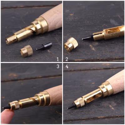 MIUSIE Alat Pembolong Tali Pinggang Hole Punch 6 Tip 1.5-4mm - MU0179 - Bronze — gambar 3