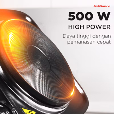 TaffHOME Kompor Listrik 1 Tungku Mini Portable Hot Plate 500W - H1-500-10 - Black — gambar 3