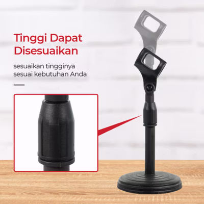 TaffSTUDIO Stand Mikrofon Desktop Disc Microphone Adjustable Height - L3 - Black — gambar 3