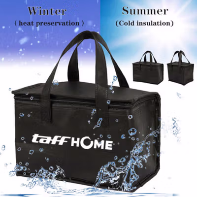 TaffHOME Tas Pendingin Makanan Cooler Bag Thermal Insulated Bag 28x14x17cm - H24 - Black — gambar 3