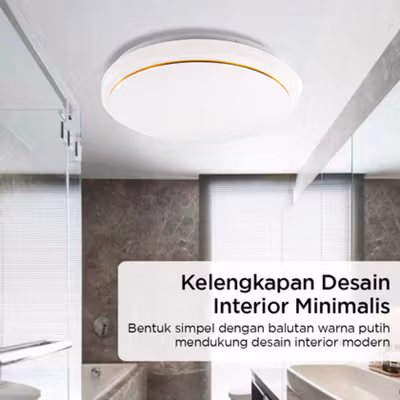 Dreamburgh Lampu Plafon LED Minimalis Modern 30W 33cm Cool White - DZ574 - White/Gold — gambar 3