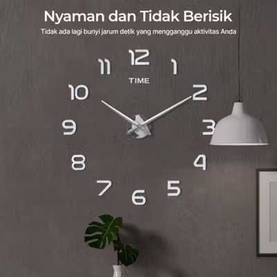 TaffHOME Jam Dinding Bulat DIY Quartz Silent Movement 80-130cm - DIY-105 - Silver — gambar 3