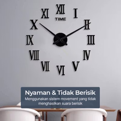 TaffHOME Jam Dinding Bulat DIY Quartz Silent Movement Giant 90-100cm - DIY-106 - Black — gambar 3