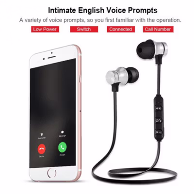CUGUU Earphone Neckband Sweatproof Bluetooth 4.1 with Mic - XT11 - Black — gambar 3