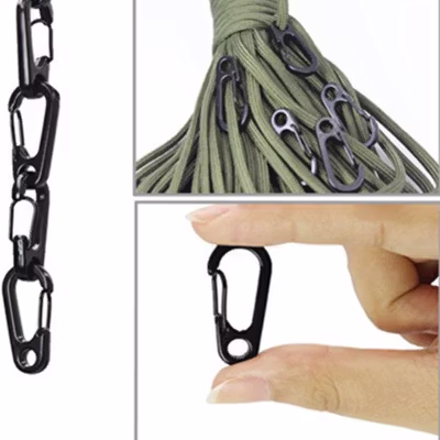 TaffSPORT Karabiner Mini D-type Hanging Keychain EDC Outdoor Metal - AT36 - Black — gambar 3