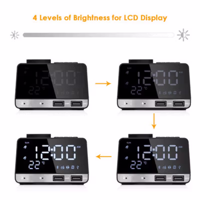 Inlife Jam Meja Bluetooth Active Speaker Alarm Clock Radio USB Charge - K11 - Black — gambar 3