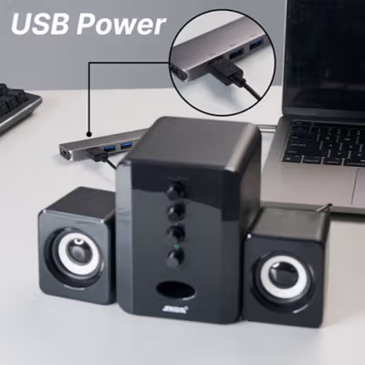SADA Active Speaker Stereo 2.1 with Subwoofer and USB Power - D-202 - Black — gambar 3