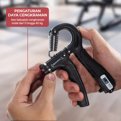 TaffSPORT Spring Hand Grip Finger Power Exercise 5-60kg with Counter - AT560 - Black — gambar 3