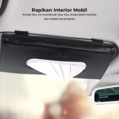 OTOHEROES Tempat Tisu Mobil Sun Visor Hanging Tissue Organizer Case - EA311 - Black — gambar 3