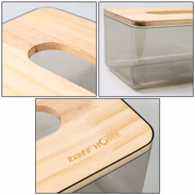 TaffHOME Kotak Tisu Kayu Nordic Minimalist Tissue Box Large - ZJ011 - Gray — gambar 3