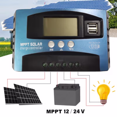 SolaBright MPPT Solar Charger Controller Regulator 2 USB LCD 12/24V 30A - MPS36 - Blue — gambar 3
