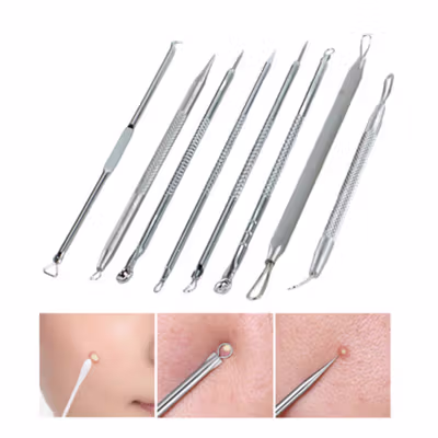 Dedomon Alat Perawatan Wajah Skin Acne Pimple Remover Kit 11 PCS - DDM11 - Silver — gambar 3