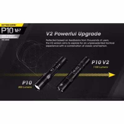 NITECORE Senter LED CREE XP-L2 V6 Waterproof IP68 1100 Lumens - P10 V2 - Black — gambar 3