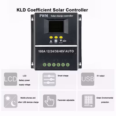 SolaBright Solar Charge Controller PWM DualUSB Auto 12/24/36/48V 100A - SY48100A - Black — gambar 3