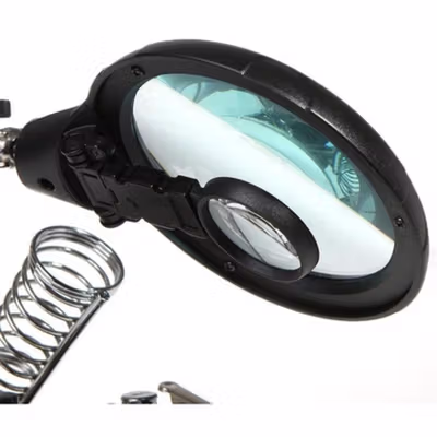 Taffware Helping Hand Alat Pegangan Solder Kaca Pembesar LED - MG16129-C - Black — gambar 3