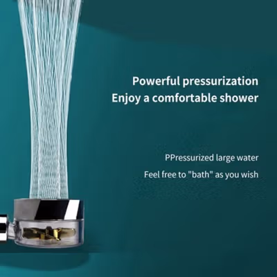 Zhang Ji Kepala Shower Mandi Turbo Fan with Cotton Filter - C193 - Blue — gambar 3