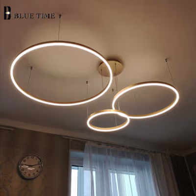 TaffLED Lampu Gantung Hias Modern Ceiling Light 3 Ring 2 Color 90W - M235 - Golden — gambar 3