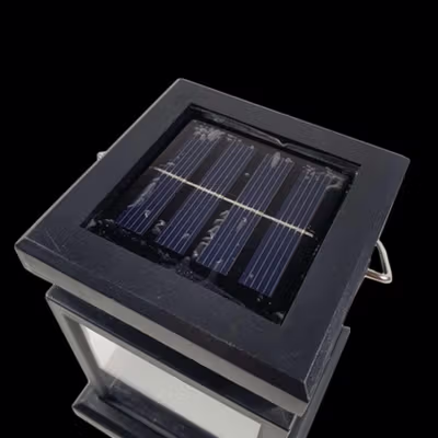 DUOGU Lampu Taman Outdoor Lentera Solar Panel Warm White 3000K - EM302 - Black — gambar 3