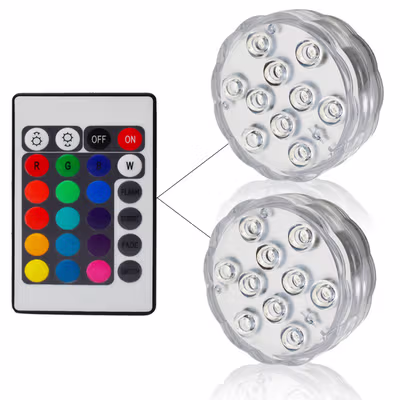 Lampu Hias LED Bawah Air Waterproof Submersible RGB 2 PCS with Remote - 13017 - White — gambar 3