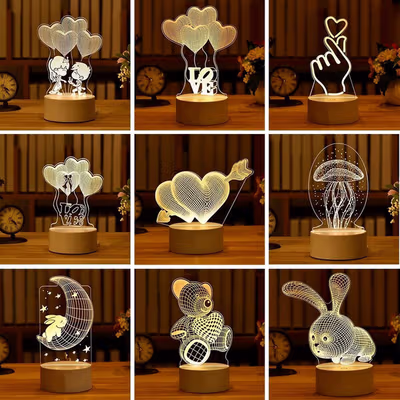 OKAL Lampu Hias Akrilik 3D Bear 3000K Warm White Bear - J-001 - White — gambar 3