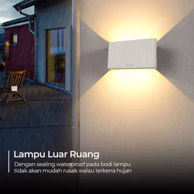 TaffLED Lampu Dinding Hias Outdoor LED Waterproof Warm White 12W - D313 - White — gambar 3