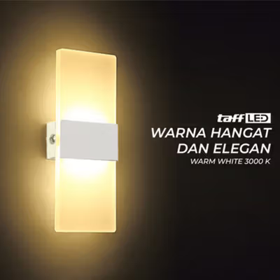 TaffLED Lampu Dinding Hias Rumah LED Corridor Light 6W Warm White - F0011 - White — gambar 3