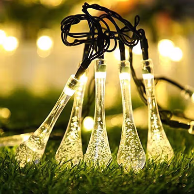 TaffLED Lampu Hias String Lights Raindrop Solar 30LED 6.5M Warm White - SP030 - Warm White — gambar 3