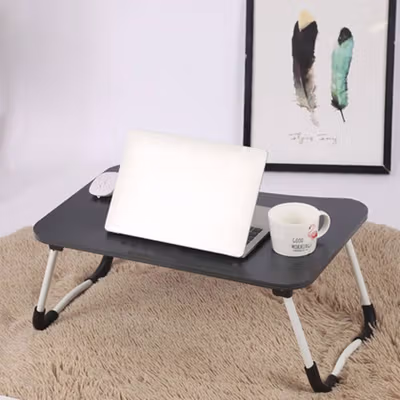 TaffHOME Meja Lipat Serbaguna Laptop Portable Desk Minimalist Design - BO60 - Black — gambar 3