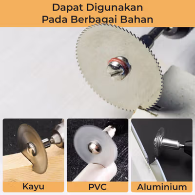 TaffHOME Kepala Gergaji Wheel 5 PCS with 1 Mandrel for Dremel Rotary - BK02 - Silver — gambar 3