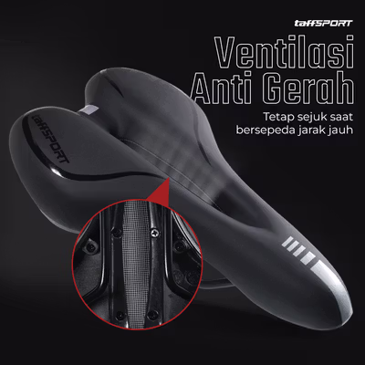 TaffSPORT Jok Sadel Sepeda Bike Saddle Silicone Gel Cushion Universal - FX15 - Black — gambar 3