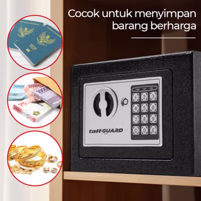 TaffGUARD Kotak Brankas Hotel Mini Password Safe Deposit Box 4.6L - EB30 - Black — gambar 3