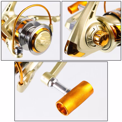 YUMOSHI Reel Pancing Spinning 5.2:1 Gear Ratio - JF5000 - Golden — gambar 3