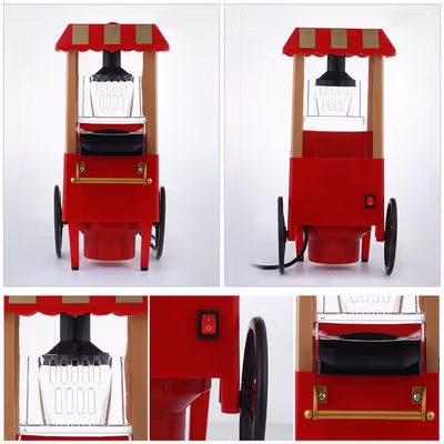 Qitherm Mesin Carnival Electric Popcorn Maker Hot Air 1200W - PM-2800 - Red — gambar 3