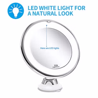 Mirroair LED Make Up Mirror Cermin Lampu Kaca Pembesar 10X - CY026 - White — gambar 3