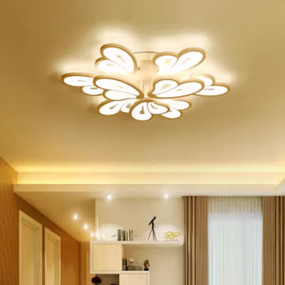 MINGKO Lampu LED Plafon Modern Ceiling Dimmable 72W 3 Color 12 Heart - DF8039 - White — gambar 3