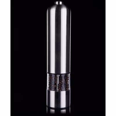Penggiling Lada Elektrik Adjustable Salt Pepper Mill Grinder 100ml - 15CE7 - Silver — gambar 3