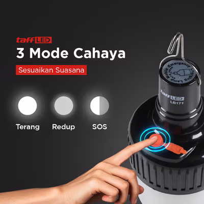 TaffLED Lampu LED Emergency Camping Multifungsi Cool White 10W 1200mAh - LB171 - Black — gambar 3