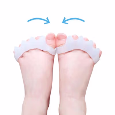 NIDETX Pemisah Jari Kaki Silikon Toe Separator Corrector 2 PCS - ND02 - Beige — gambar 3